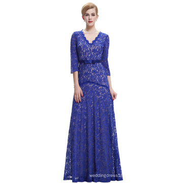 Starzz 2016 3/4 Sleeve V Neck Elegant Royal Blue Lace Long Evening Dress ST000012-3